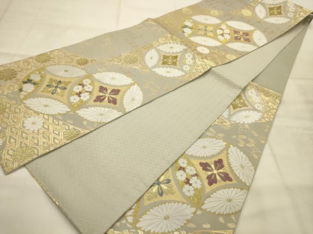 平和屋着物●西陣　酒井守謹製　六通柄袋帯　唐織　本草木　綴れ　七宝花文　金糸　正絹　逸品　AABJ7524sx