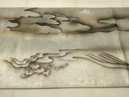 平和屋着物●友禅作家　大槻純　太鼓柄袋帯　螺鈿　龍　金彩　引箔　さが美扱い　正絹　逸品　AABJ7525sx
