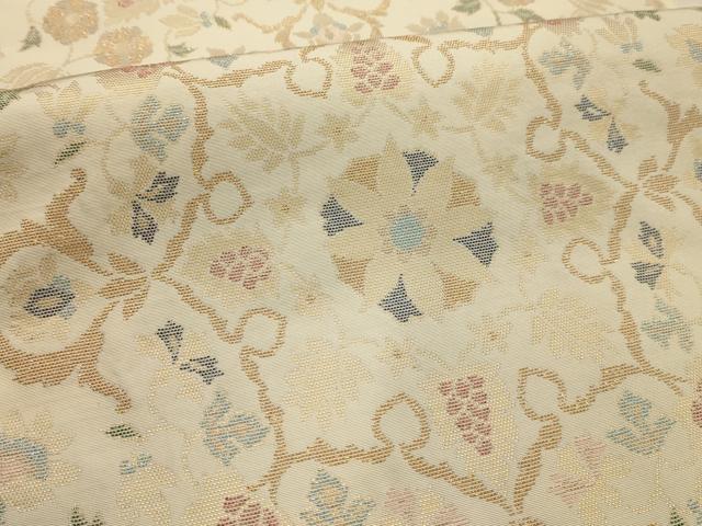 平和屋着物●六通柄　本袋帯　更紗花文　金糸　正絹　逸品　AABJ7530sx