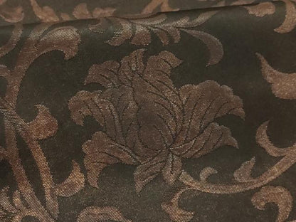 平和屋着物●澤屋重兵衛　六通柄袋帯　花唐草文　黒地　引箔　正絹　逸品　AABJ7533sx