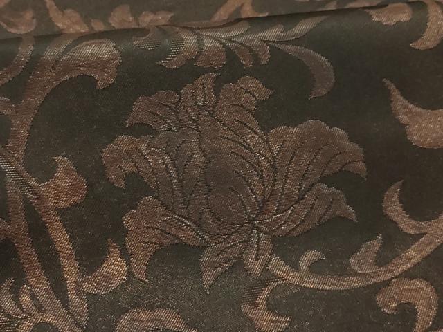 平和屋着物●澤屋重兵衛　六通柄袋帯　花唐草文　黒地　引箔　正絹　逸品　AABJ7533sx
