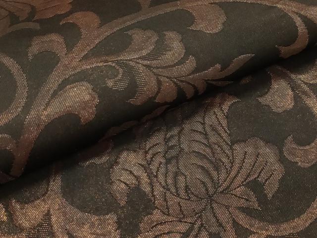平和屋着物●澤屋重兵衛　六通柄袋帯　花唐草文　黒地　引箔　正絹　逸品　AABJ7533sx