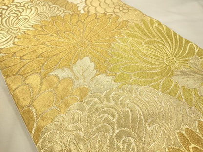 平和屋着物●西陣　川島織物　六通柄　本袋帯　菊尽くし　金糸　正絹　逸品　AABJ7545sx