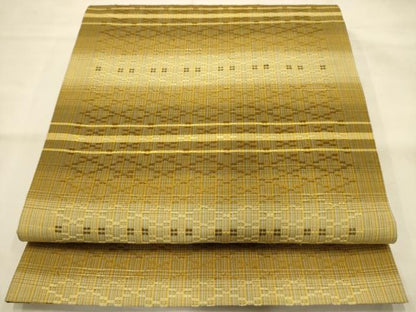 平和屋着物●両面全通柄袋帯　花々織　横段文　証紙付き　正絹　逸品　未使用　AABJ7551sx