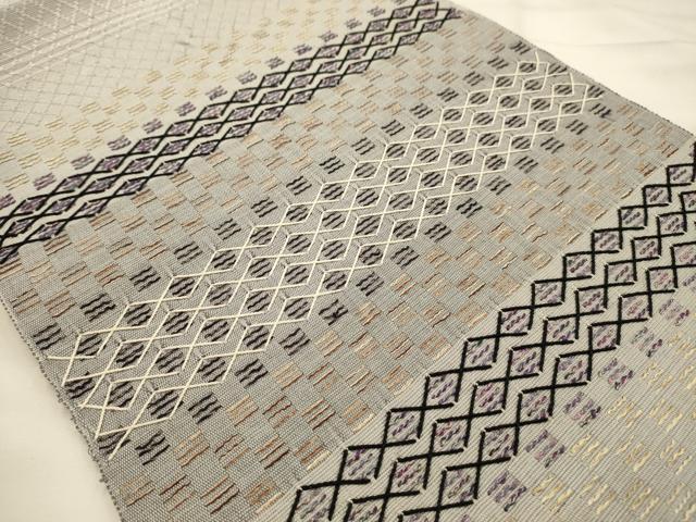 平和屋着物●西陣　丸勇謹製　八寸名古屋帯　横段文　証紙付き　正絹　逸品　AABJ7552sx