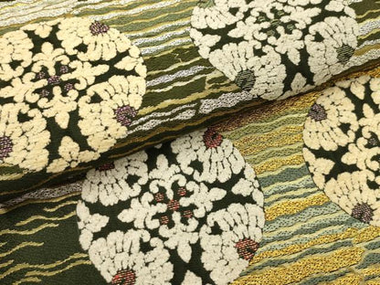 平和屋着物●六通柄袋帯　横波花丸文　寿宝　モール　金銀糸　正絹　逸品　AABJ7553sx