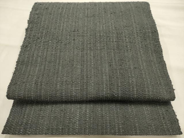 平和屋着物●八寸名古屋帯 紬地 灰色 正絹 逸品 AABJ7554sx