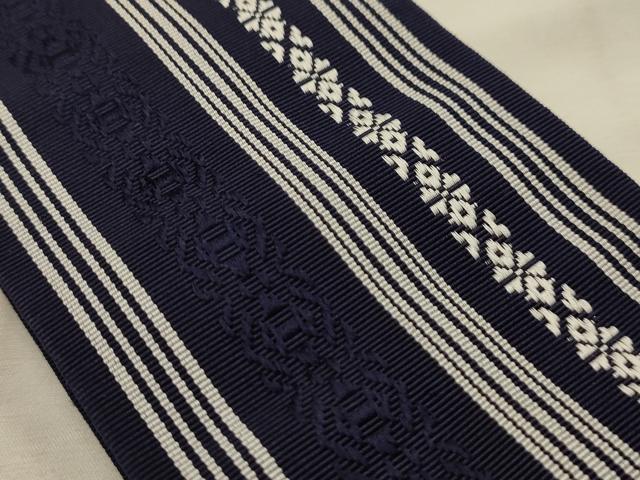 平和屋着物●男性　本場筑前博多織　角帯　献上　寺嶋織物謹製　田中辰雄作　証紙付き　正絹　逸品　未使用　AABJ7563sx