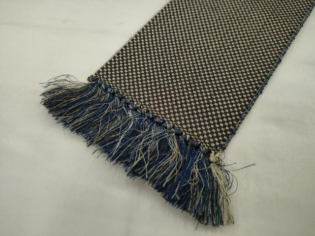 平和屋着物●男性　本場筑前博多織　両面　角帯　市松文様　正絹　逸品　AABJ7568sx