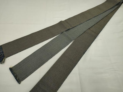 平和屋着物●男性　本場筑前博多織　両面　角帯　市松文様　正絹　逸品　AABJ7568sx