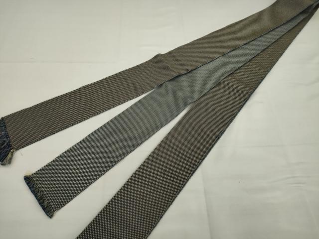 平和屋着物●男性　本場筑前博多織　両面　角帯　市松文様　正絹　逸品　AABJ7568sx