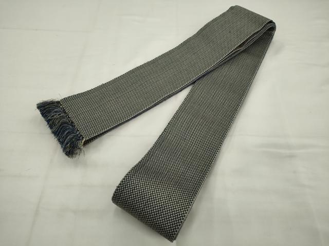 平和屋着物●男性　本場筑前博多織　両面　角帯　市松文様　正絹　逸品　AABJ7568sx