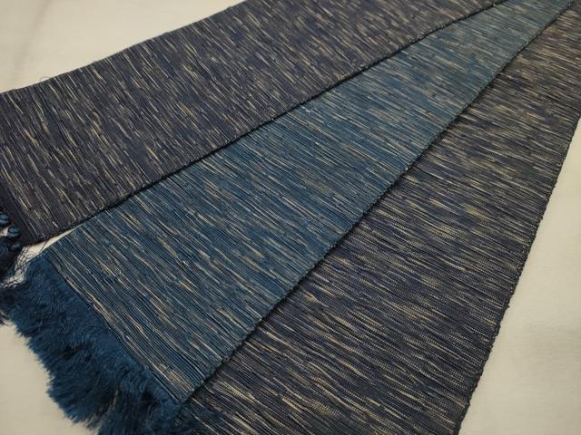 平和屋着物●男性　本場筑前博多織　両面　角帯　霞文　正絹　逸品　AABJ7572sx