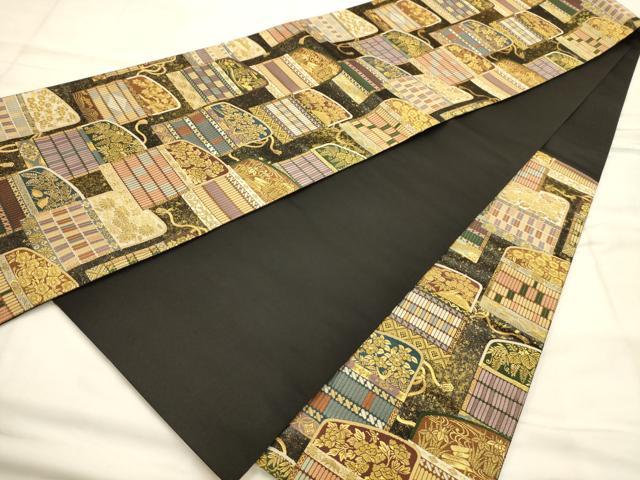 平和屋着物●六通柄袋帯　逸品の綾　金糸　引箔　正絹　逸品　AABJ7582sx