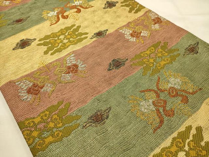 平和屋着物●六通柄袋帯　双鳥花文　金銀糸　正絹　逸品　AABJ7584sx