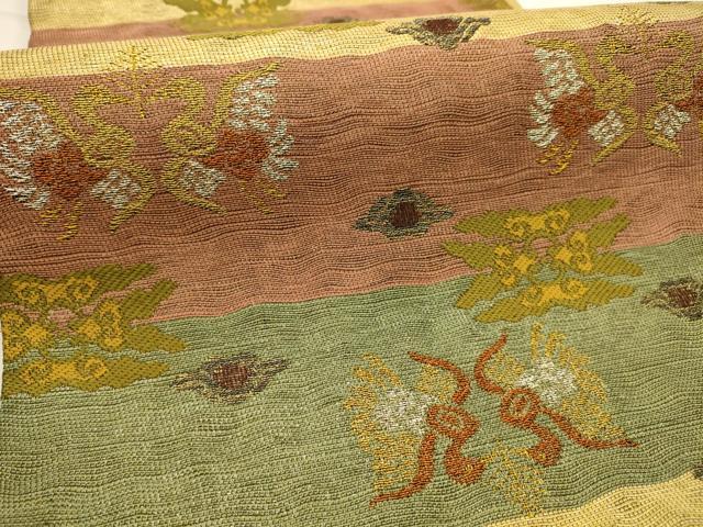 平和屋着物●六通柄袋帯　双鳥花文　金銀糸　正絹　逸品　AABJ7584sx