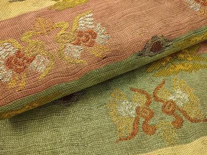 平和屋着物●六通柄袋帯　双鳥花文　金銀糸　正絹　逸品　AABJ7584sx