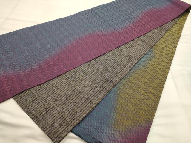 平和屋着物●菅原工房　菅原結作　漢方染紬　両面　両方向　全通柄袋帯　紬地　霞文　間道　やまと誂製　正絹　逸品　AABJ7586sx