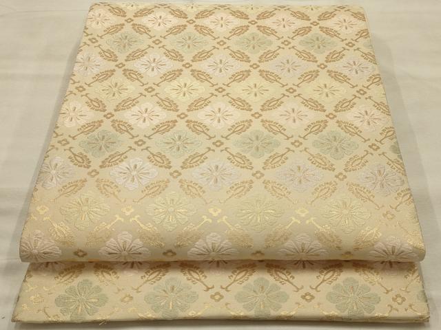 平和屋着物●六通柄袋帯　唐織　花菱文　金糸　正絹　逸品　AABJ7587sx
