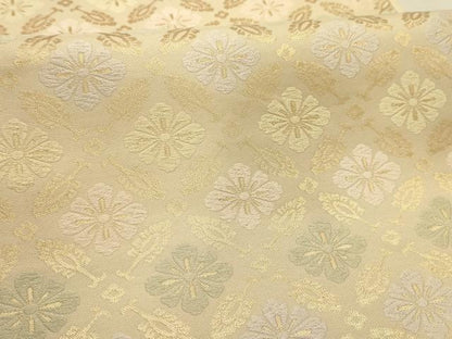 平和屋着物●六通柄袋帯　唐織　花菱文　金糸　正絹　逸品　AABJ7587sx