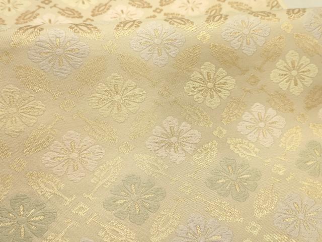 平和屋着物●六通柄袋帯　唐織　花菱文　金糸　正絹　逸品　AABJ7587sx