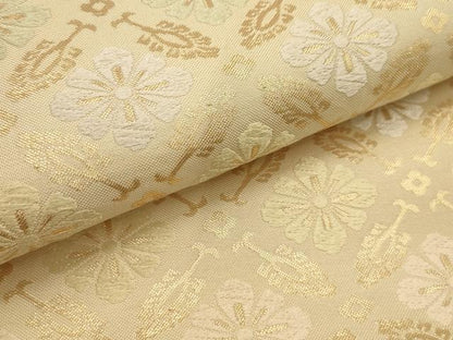 平和屋着物●六通柄袋帯　唐織　花菱文　金糸　正絹　逸品　AABJ7587sx