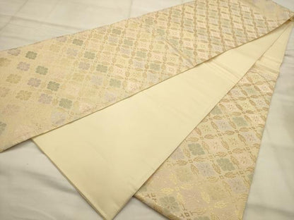 平和屋着物●六通柄袋帯　唐織　花菱文　金糸　正絹　逸品　AABJ7587sx