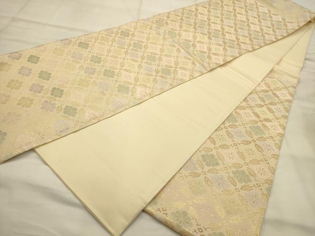 平和屋着物●六通柄袋帯　唐織　花菱文　金糸　正絹　逸品　AABJ7587sx