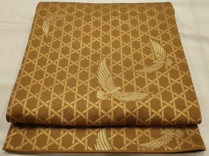 平和屋着物●染色作家　斉藤三才　六通柄袋帯　三才鳥　金糸　正絹　逸品　AABJ7589sx