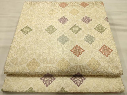 平和屋着物●六通柄袋帯　唐織　七宝花文　金糸　正絹　逸品　AABJ7594sx