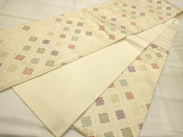 平和屋着物●六通柄袋帯　唐織　七宝花文　金糸　正絹　逸品　AABJ7594sx