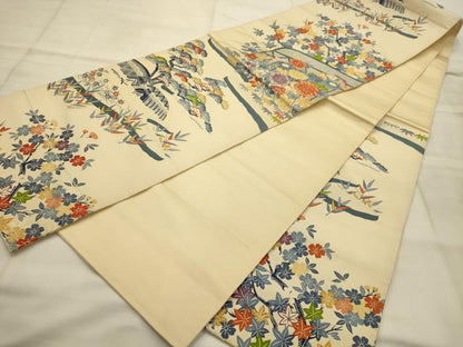 平和屋着物●六通柄袋帯　唐織　風景文　金糸　正絹　逸品　AABJ7596sx