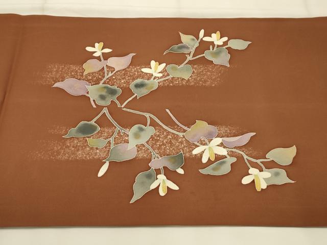 平和屋着物●塩瀬　九寸開き名古屋帯　作家物　刺繍　花蝶文　金糸　金彩　正絹　逸品　AABJ7597sx