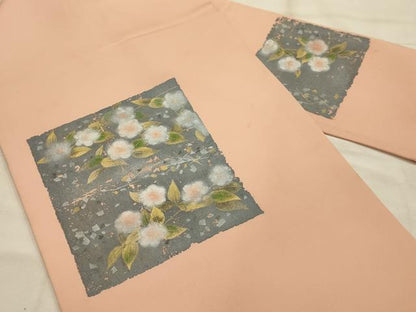 平和屋着物●塩瀬　九寸名古屋帯　作家物　破れ色紙花文　金彩　正絹　逸品　AABJ7604sx