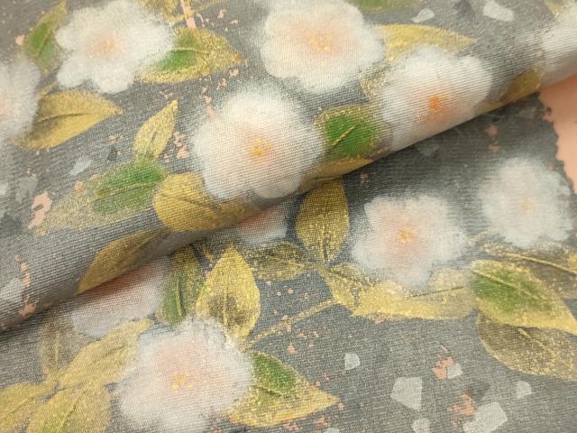 平和屋着物●塩瀬　九寸名古屋帯　作家物　破れ色紙花文　金彩　正絹　逸品　AABJ7604sx