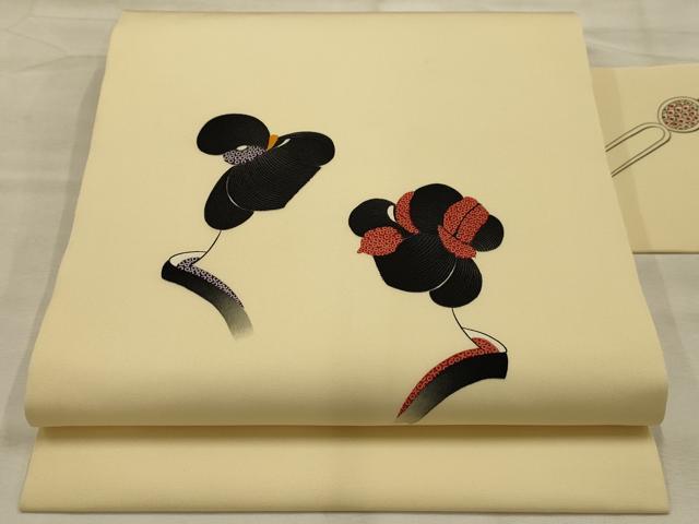 平和屋着物●塩瀬 九寸名古屋帯 作家物 かつら 正絹 逸品 AABJ7606sx
