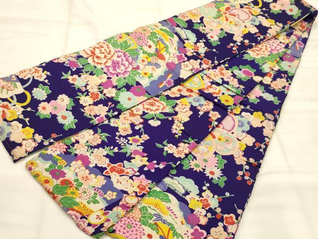 平和屋着物●アンティーク　大正ロマン　半幅帯　松竹梅草花文　正絹　逸品　AABJ7611sx