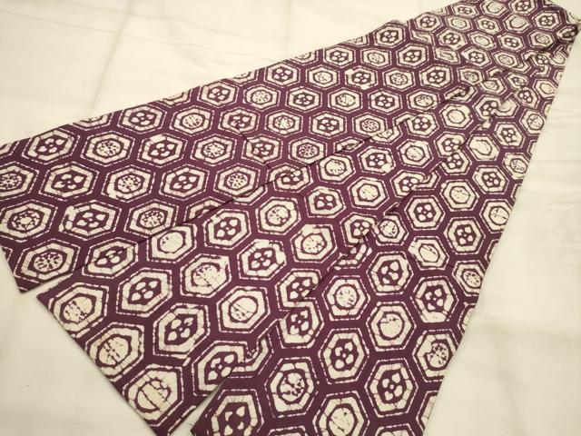 平和屋着物●半幅帯　亀甲花文　綿　逸品　AABJ7614sx