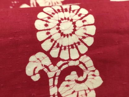 平和屋着物●両面　半幅帯　花唐草文　綿　逸品　AABJ7615sx
