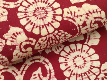 平和屋着物●両面　半幅帯　花唐草文　綿　逸品　AABJ7615sx