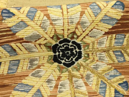 平和屋着物●アンティーク　大正ロマン　半幅帯　刺繍　立涌花文　金糸　正絹　逸品　AABJ7616sx