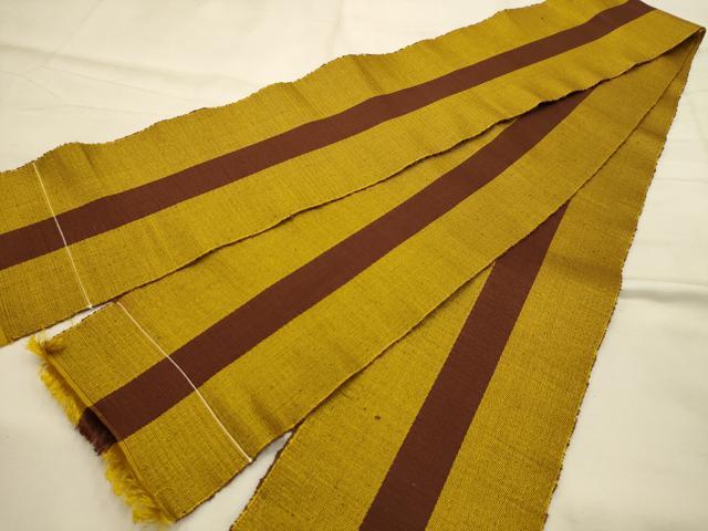 平和屋着物●本場黄八丈　半幅帯　間道　一重帯　正絹　逸品　AABJ7617sx