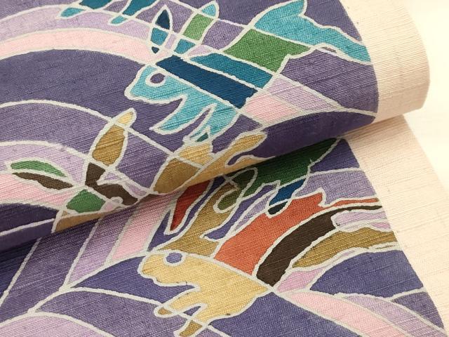 平和屋着物●太鼓柄　京袋帯　作家物　紬地　兎　うさぎ　正絹　逸品　AABJ7629sx