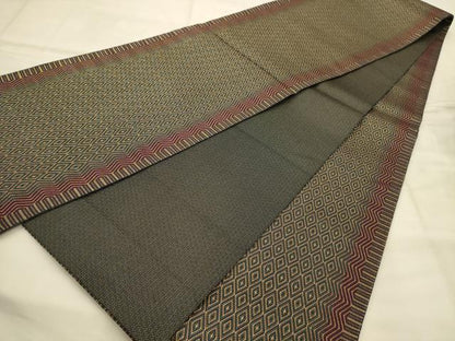 平和屋着物●ひなや工房　くむ・あむ・おる　伊豆蔵明彦　全通柄袋帯　菱文　金糸　正絹　逸品　AABJ7630sx
