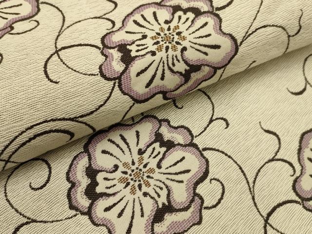平和屋着物●六通柄袋帯　花唐草文　柿渋染　正絹　逸品　AABJ7632sx