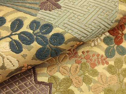平和屋着物●六通柄袋帯　唐織　扇面花文　正絹　逸品　AABJ7640sx