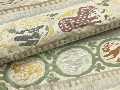 平和屋着物●六通柄袋帯　横段鳥獣文　金銀糸　正絹　逸品　AABJ7641sx