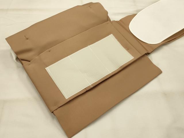 平和屋着物●塩瀬　ワンタッチつけ帯　手描き　花短冊文　金銀彩　引箔　正絹　逸品　AABJ7648sx