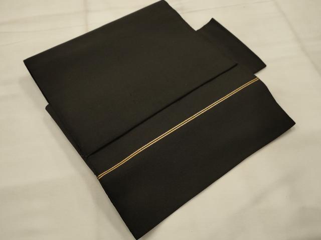 平和屋着物●爪搔き本綴れ　つけ帯　色紙花文　黒地　金銀糸　正絹　逸品　AABJ7650sx