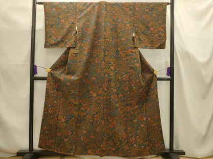 平和屋着物■上質な小紋　孔雀更紗花文　正絹　逸品　AABJ7652sx